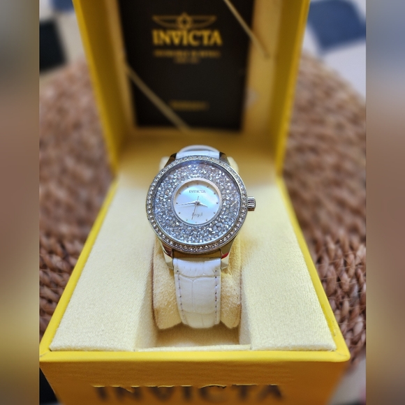 Invicta Angel White Leather Band Watch - Picture 2 of 12